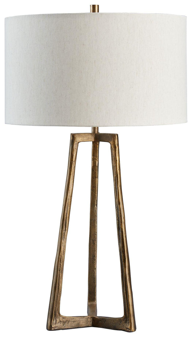 Ashley Ryandale Metal Table Lamp (1/CN) - Antique Brass Finish