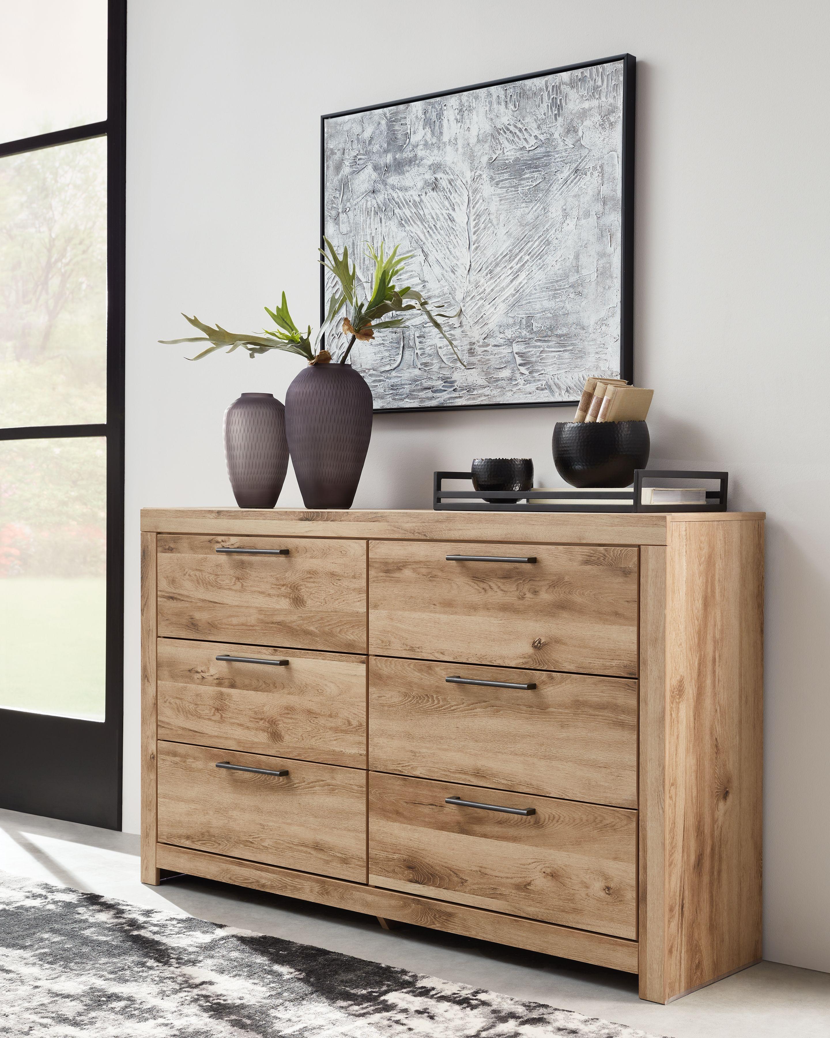 Ashley Hyanna Six Drawer Dresser Tan Brown