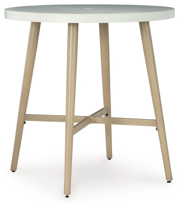 Ashley Seton Creek Round Bar Table w/UMB OPT - Beige