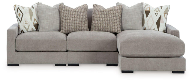 Ashley Aslan Court - Pebble - 3-Piece Sofa Sectional With Raf Corner Chaise