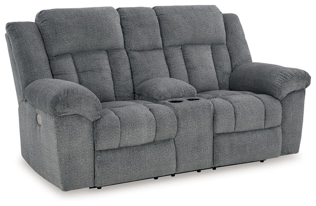 Ashley Tip-Off PWR REC Loveseat/CON/ADJ HDRST - Slate