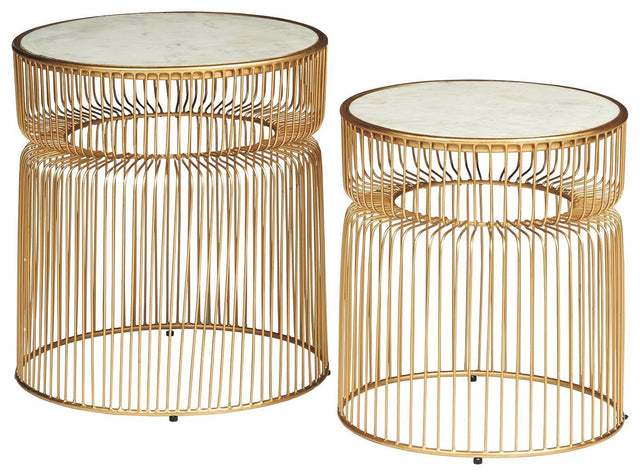 Ashley Vernway Accent Table Set (2/CN) - White/Gold Finish