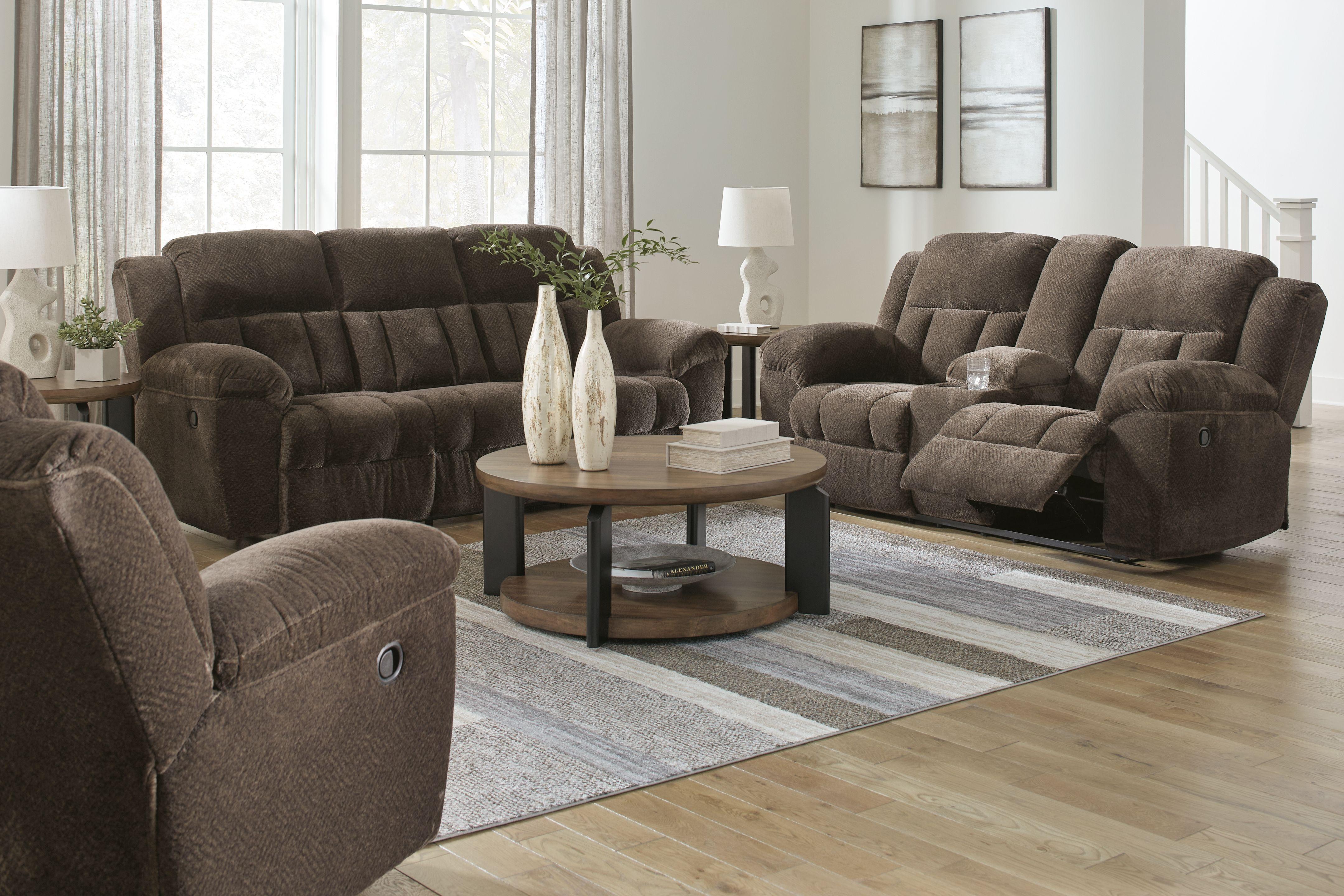 Ashley Frohn - Chocolate - 3 Pc. - Reclining Sofa, Reclining Loveseat