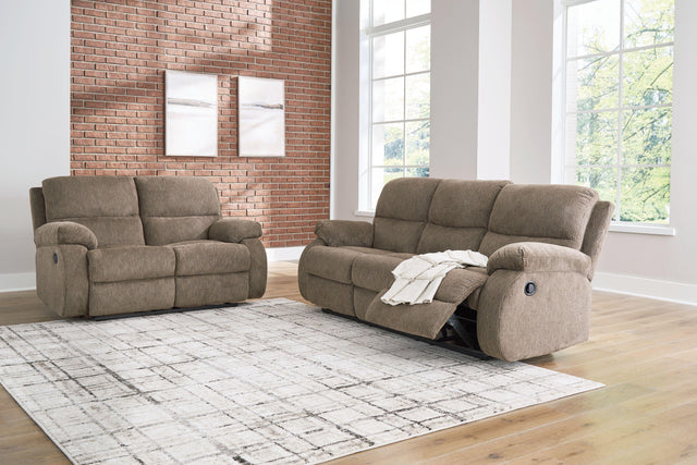 Ashley Scranto - Oak - 2 Pc. - Reclining Sofa, Reclining Loveseat