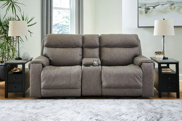 Ashley Starbot - Fossil - Power Reclining Loveseat With Console 3 Pc Sectional