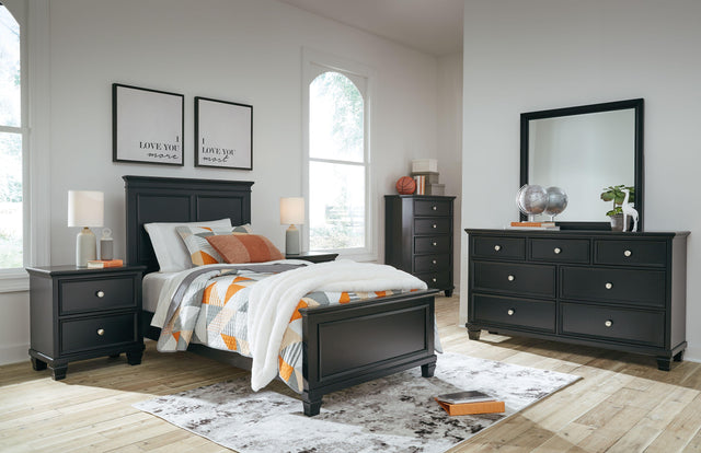 Ashley Lanolee - Black - 5 Pc. - Dresser, Mirror, Twin Panel Bed