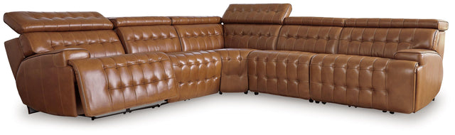 Ashley Temmpton - Chocolate - 5-Piece Power Reclining Sectional