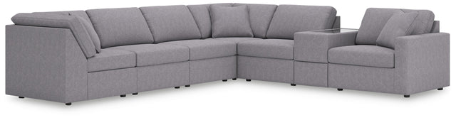 Ashley Modmax - Granite - 7-Piece Sectional With Storage Console And Raf Corner Chair