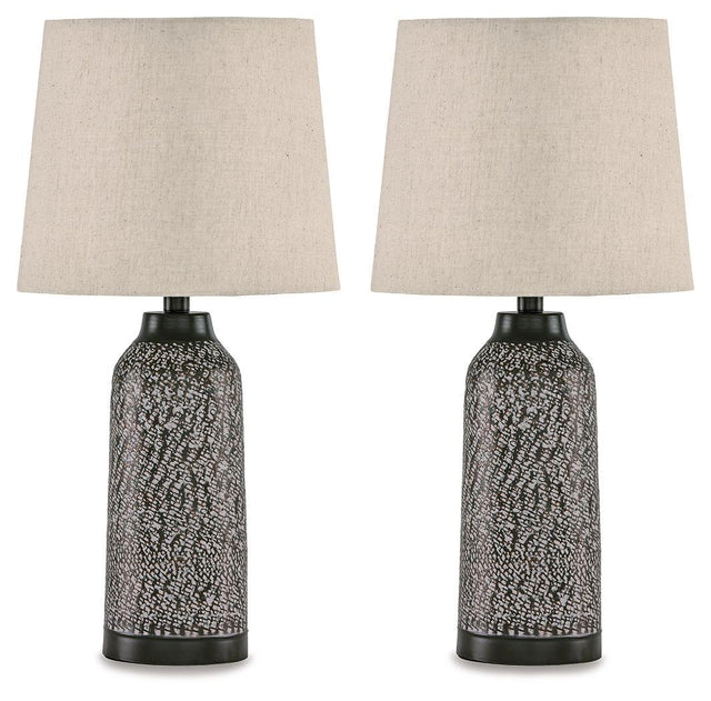 Ashley Lanson Metal Table Lamp (2/CN) - Antique Bronze Finish