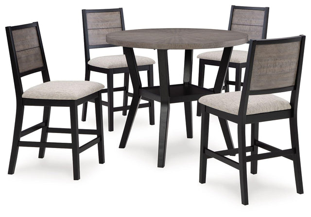 Ashley Corloda Round Counter Table Set (5/CN) - Black/Gray