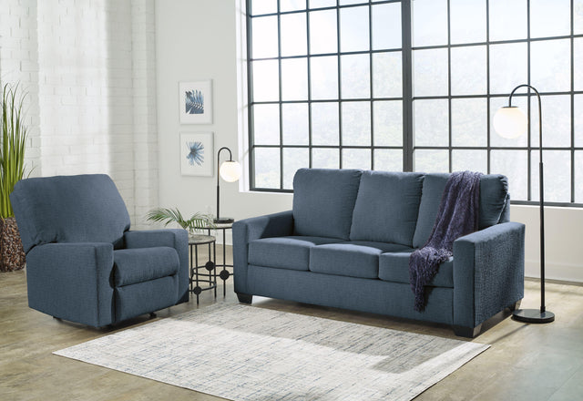 Ashley Rannis - Navy - 2 Pc. - Full Sofa Sleeper, Rocker Recliner