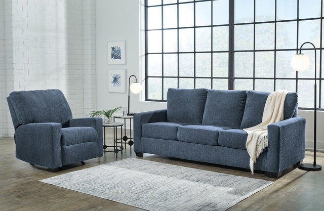 Ashley Rannis - Navy - 2 Pc. - Queen Sofa Sleeper, Rocker Recliner