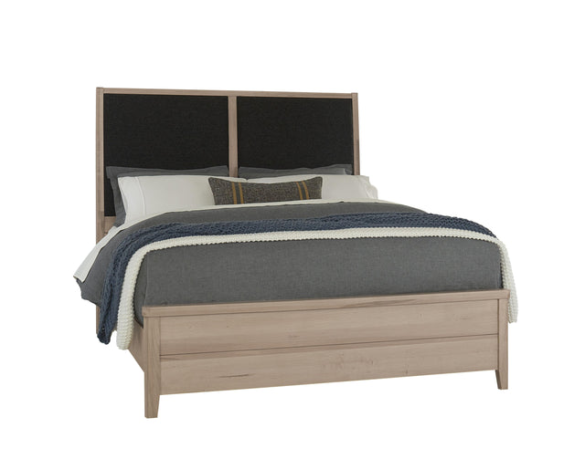 Vaughan-Bassett Woodbridge - California King Upholstered Bed with Black Fabric - Clear Maple