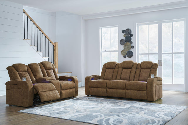 Ashley Wolfridge - Brindle - 2 Pc. - Power Reclining Sofa, Power Reclining Loveseat With Console