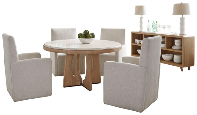 Parker House Escape - Dining 54" Round Table With Console & 4 Caster Chairs - Glazed Natural Oak