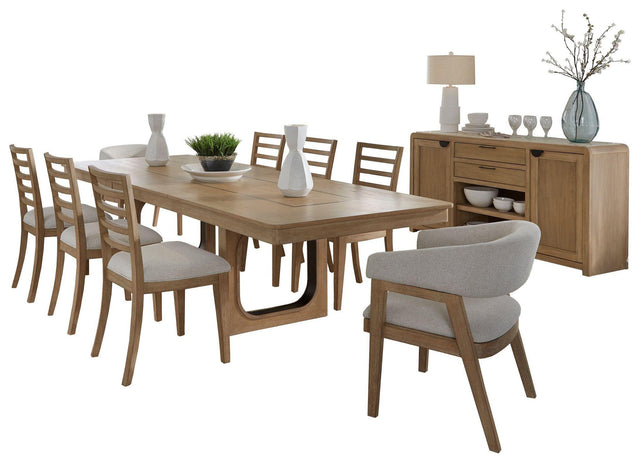 Parker House Escape - Dining 84 In. Rectangular Extendable Table With 8 Chairs And Server - Mirage Mist