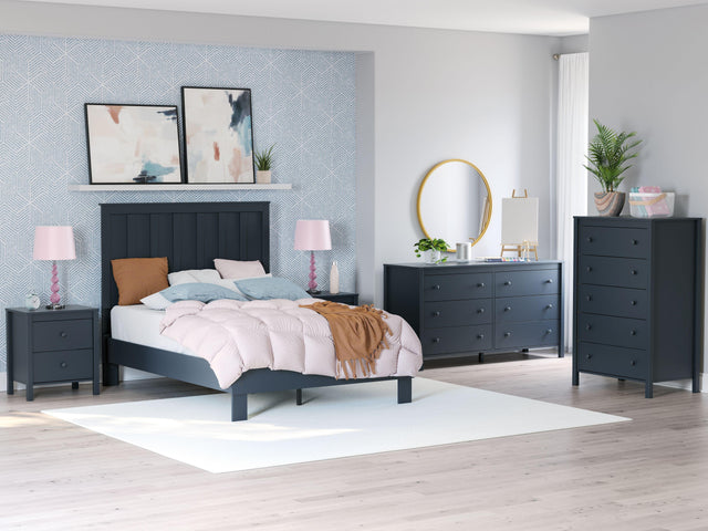 Ashley Simmenfort - Navy Blue - 4 Pc. - Dresser, Chest, Full Platform Bed