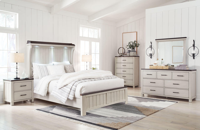 Ashley Darborn - Gray / Brown - 5 Pc. - Dresser, Mirror, Queen Panel Bed