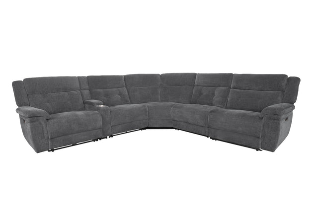 Parker House Richland - 6 Piece Modular Power Reclining Sectional With Power Adjustable Headrests - Bristol Grey