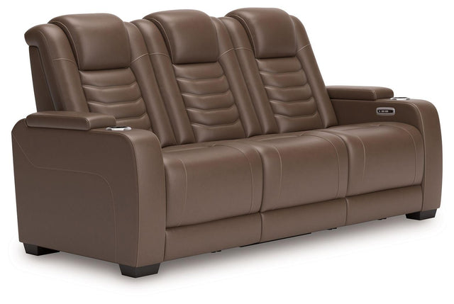 Ashley High Impact PWR REC Sofa with ADJ Headrest - Tobacco