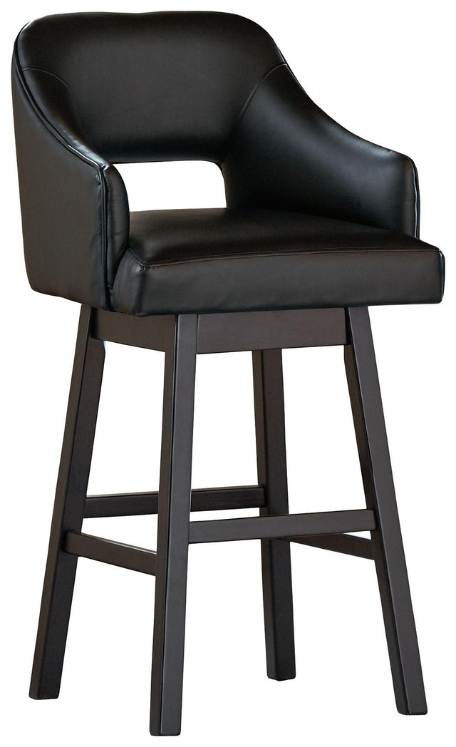 Ashley Tallenger Tall UPH Swivel Barstool(2/CN) - Black/Dark Brown