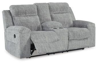 Ashley Buntington DBL Rec Loveseat w/Console - Pewter