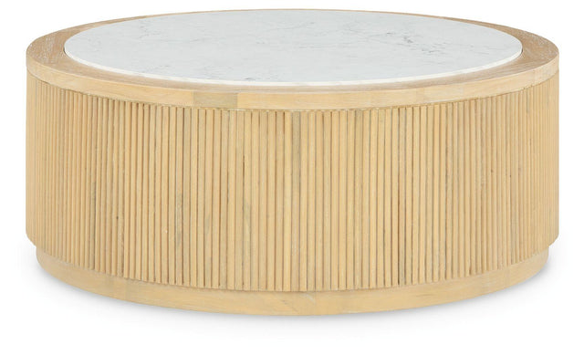 Ashley Camdill Round Cocktail Table - Light Brown/White