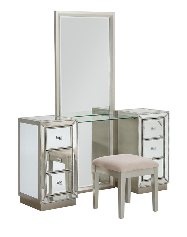 Coast2Coast Home Lana - Six Drawer Console With Mirror / Stool (2 Cartons) - Elsinore Champagne