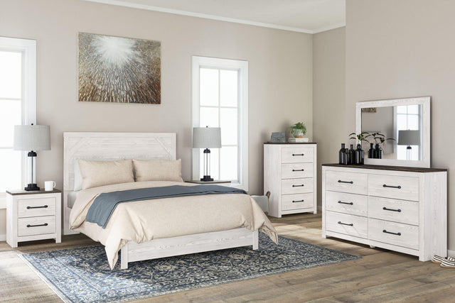 Ashley Gerridan - White / Gray - 5 Pc. - Dresser, Mirror, Chest, Queen Panel Bed