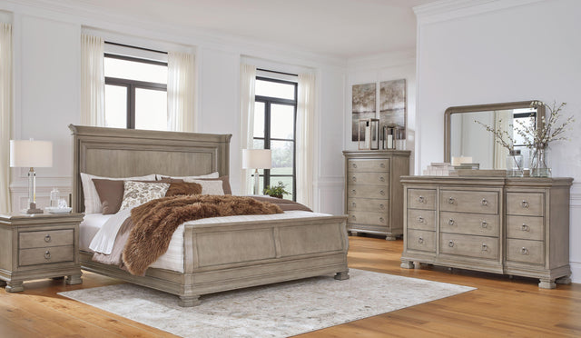 Ashley Lexorne - Gray - 5 Pc. - Dresser, Mirror, Chest, King Sleigh Bed