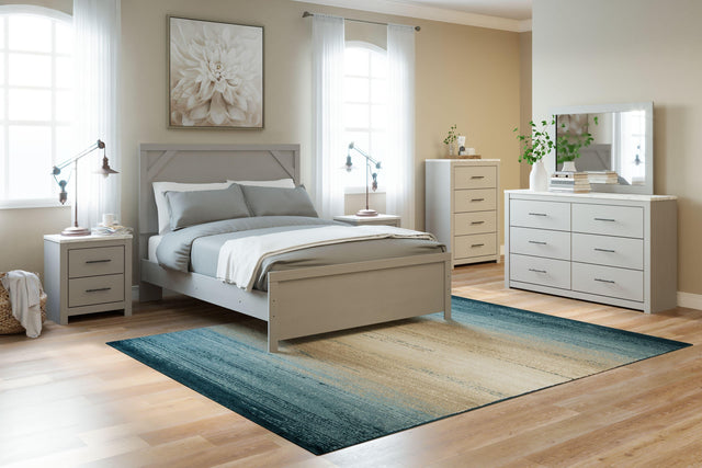 Ashley Cottenburg - Light Gray / White - 4 Pc. - Dresser, Mirror, Queen Panel Bed