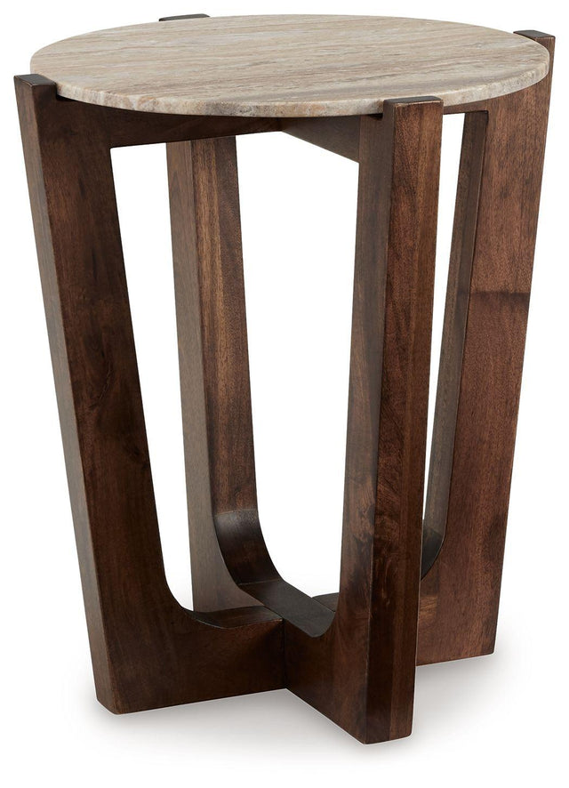 Ashley Tanidore Round End Table - Warm Brown