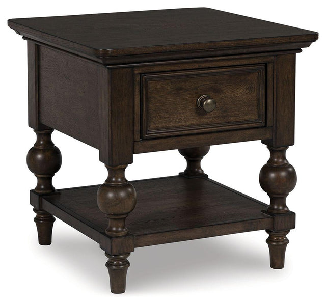 Ashley Veramond Square End Table - Dark Brown