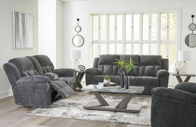 Ashley Frohn - Graphite - 3 Pc. - Reclining Sofa, Reclining Loveseat With Console, Rocker Recliner