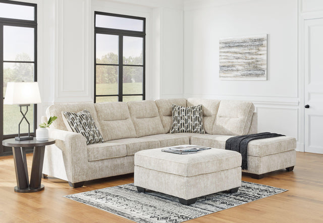 Ashley Lonoke - Parchment - 3 Pc. - 2-Piece Sectional With Raf Corner Chaise, Ottoman