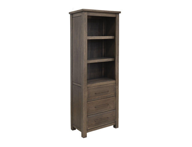 International Furniture Direct Novus lodge - 3 Drawer 3 Shelves Bookcase - Walnut Brown