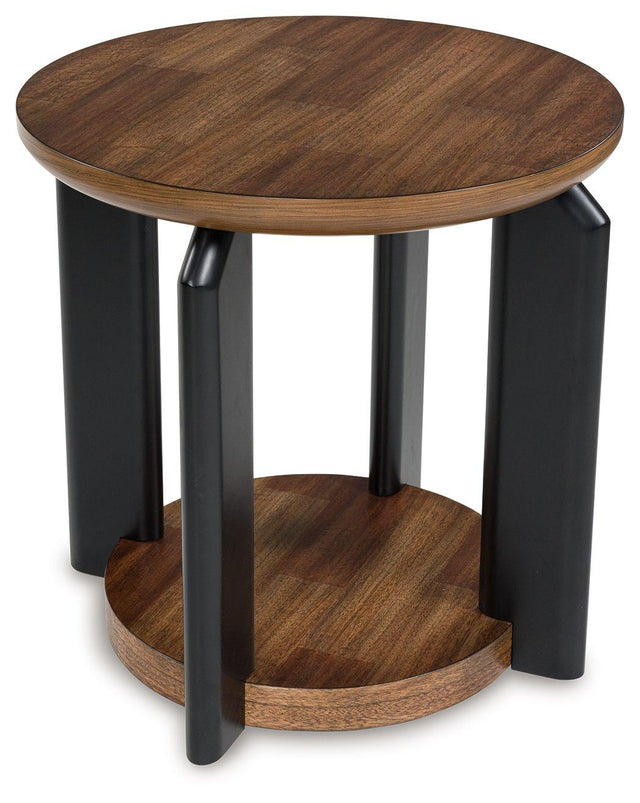 Ashley Kraeburn Round End Table - Brown/Black