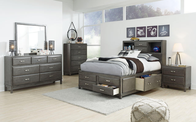 Ashley Caitbrook - Gray - 5 Pc. - Dresser, Mirror, Full Storage Bed