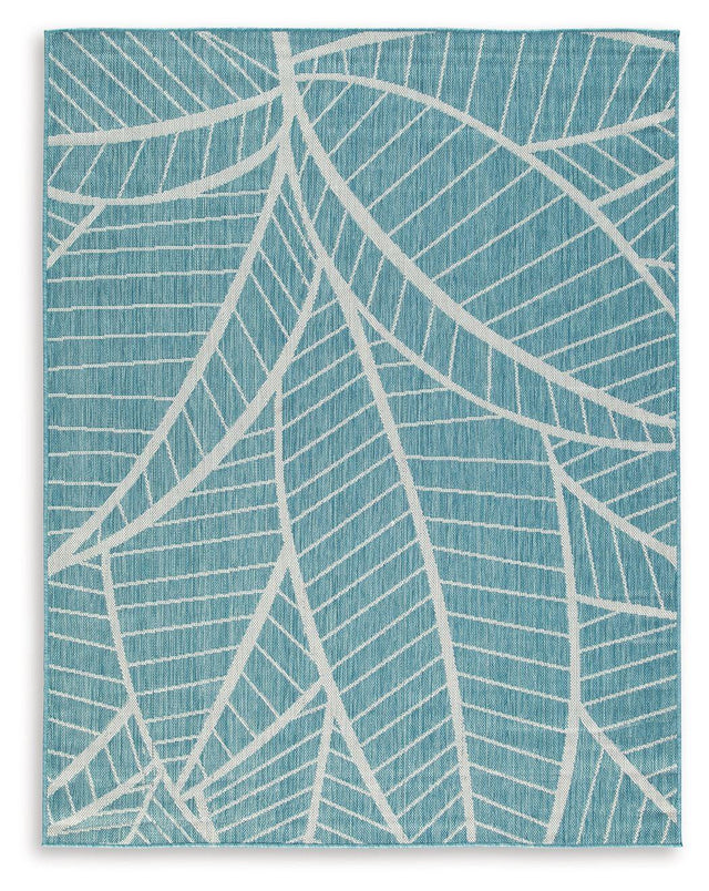 Ashley Hulsia Medium Rug - Ivory/Aqua