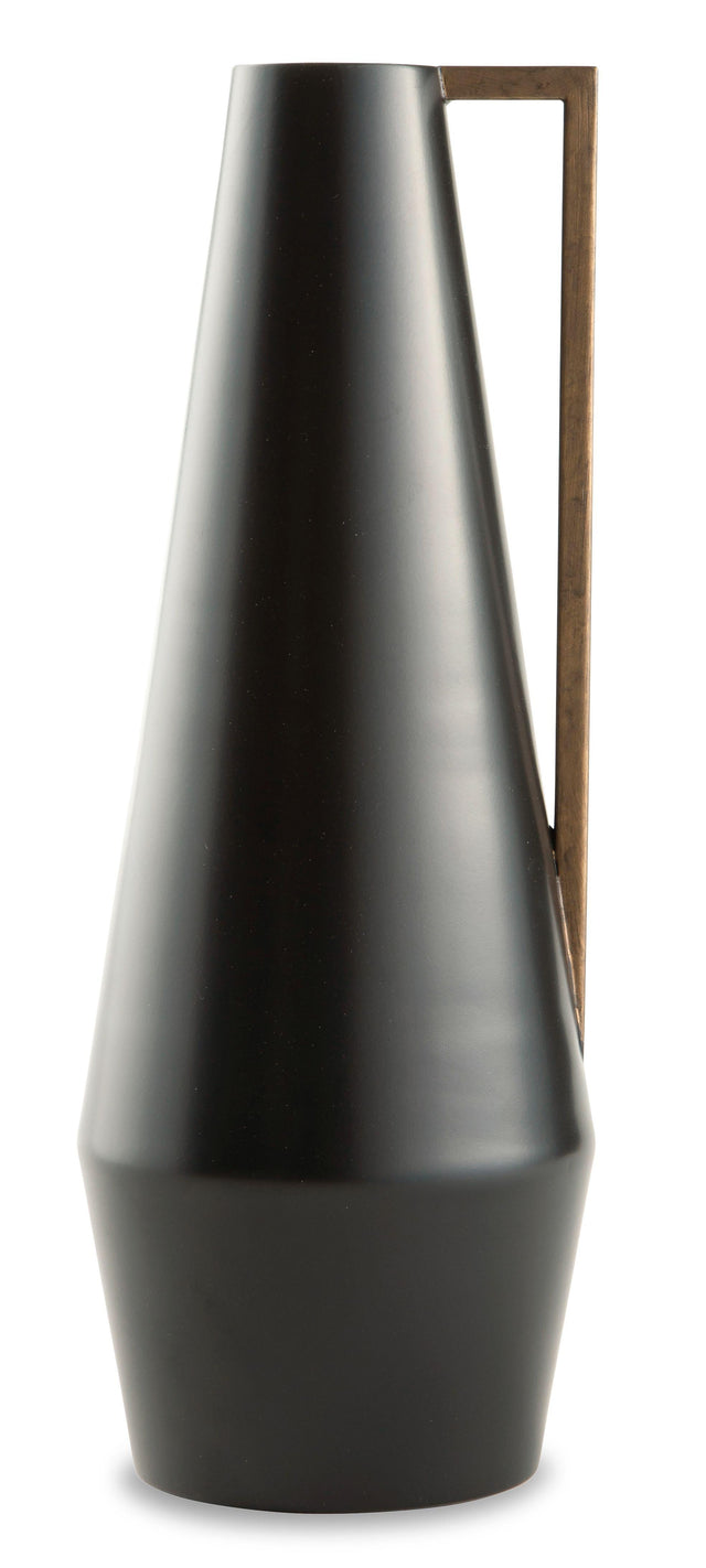 Ashley Pouderbell Vase - Black/Gold Finish