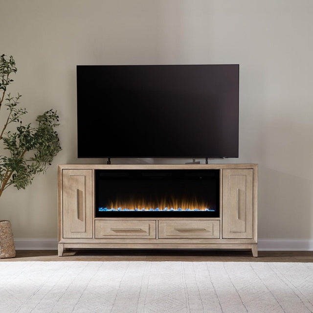 Liberty Furniture Fireplace TV Consoles - 789 80" Console With Fire FT - Light Brown