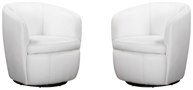 Parker House Barolo - 100% Italian Leather Swivel Club Chair (Set of 2) - Snow