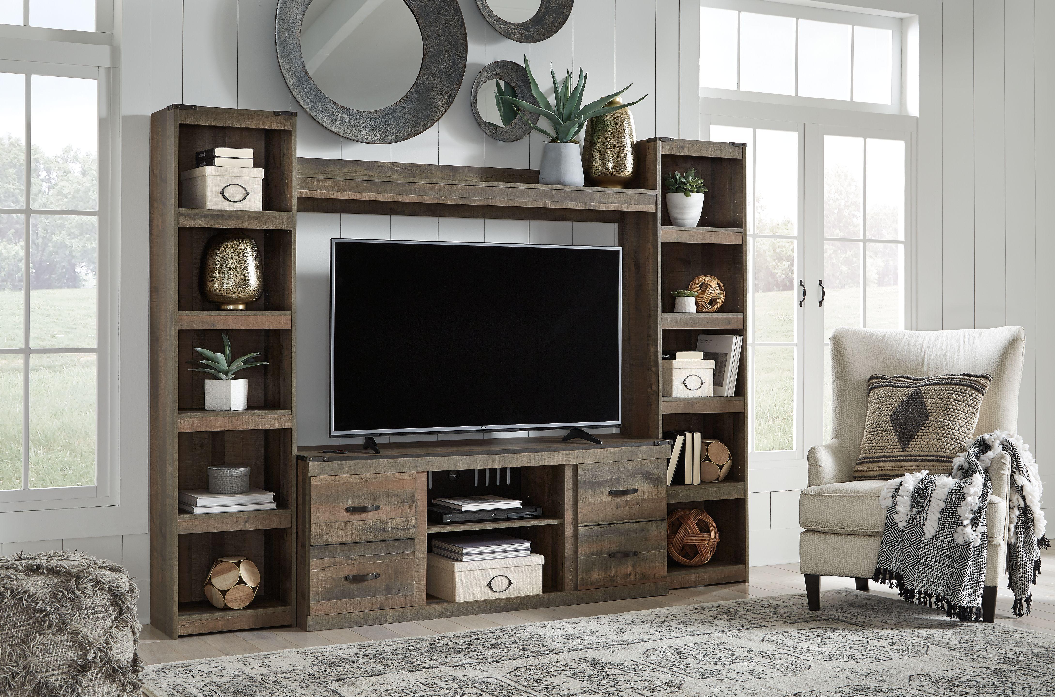 Ashley Trinell Brown 4 Piece Entertainment Center With 60 TV Stan Big Barn Home Center
