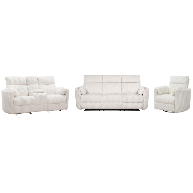 Parker House Radius - Power Reclining Sofa Loveseat And Recliner - Mega Ivory