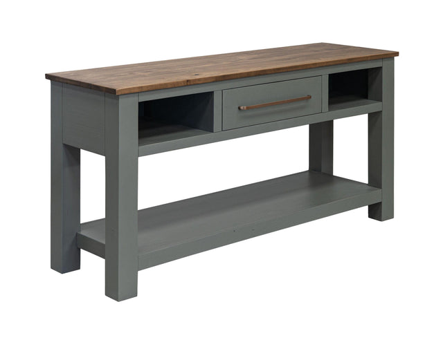 International Furniture Direct Alban - 1 Drawer Sofa Table - Sage Green & Brown