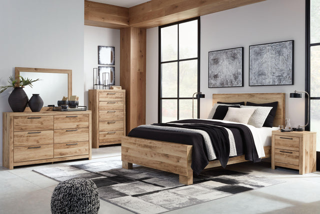 Ashley Hyanna - Tan - 5 Pc. - Dresser, Mirror, King Panel Bed