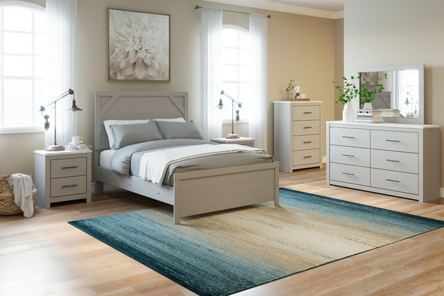 Ashley Cottenburg - Light Gray / White - 4 Pc. - Dresser, Mirror, Full Panel Bed