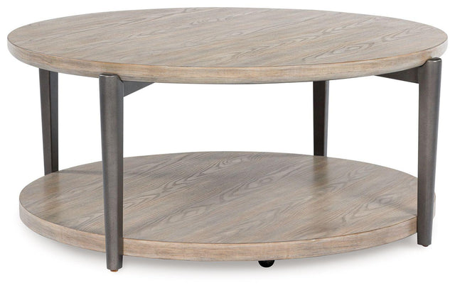 Ashley Dyonton Round Cocktail Table - Light Grayish Brown