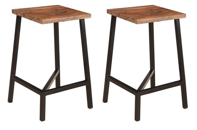 Coast2Coast Home Hill Crest - 24" Solid Wood and Iron Counter Height Barstools (Set of 2) - Black