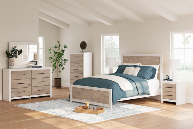 Ashley Charbitt - Two-tone - 4 Pc. - Dresser, Mirror, Queen Panel Bed